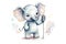 cartoon watercolor elephant character with microphone on white background