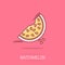Cartoon watermelon icon in comic style. Juicy ripe fruit sign illustration pictogram. Dessert splash business concept
