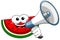 Cartoon watermelon speaking megaphone