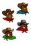 Cartoon western cowboys and sheriffs