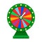 Cartoon wheel fortune lottery design element. Spinning lucky fortune isolated on white. Vector illustration