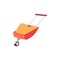 Cartoon wheelbarrow with sand, equipment and tools for the construction industry.