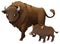 Cartoon wild animal bison aurochs and boar isolated illustration for children