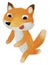 Cartoon wild animal smiling funny fox isolated illustration for children