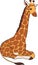 Cartoon wild animals. Big kind giraffe with long neck lays and smiles