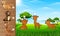 Cartoon wild animals collection. Find the correct shadow on board. Educational game for children