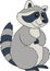 Cartoon wild animals. Cute raccoon stands and smiles