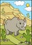 Cartoon wild animals for kids. Cute rhinoceros.