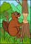 Cartoon wild animals for kids. Little cute beaver stands near the tree.