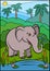 Cartoon wild animals for kids. Little cute elephant.