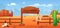 Cartoon wild west scene. Mexican or texas desert, welcome board game location. Savannah plant, wood western fence