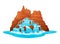 Cartoon wild west waterfall and water cascade