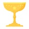 Cartoon winner cup object. Golden trophy with crown. Prize, success, competition, achievement, congratulations concept