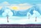 Cartoon winter game style landscape