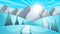 Cartoon winter landscape. Cloud, mountain, road, hill, fir illustration.