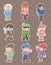 Cartoon winter people stickers