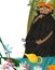 Cartoon wise older man jinn thinking illustration