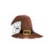 Cartoon witch hat vector icon brown cap and spider