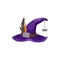 Cartoon witch hat vector icon, purple headwear
