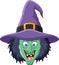 Cartoon witch head isolated on white background