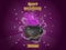 Cartoon witches cauldron. Concept cartoon Halloween elements of magic, witchcraft, boiling potions. Vector clipart illustration