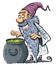 Cartoon Wizard with boiling cauldron.