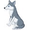 Cartoon wolf sitting on white background