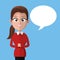 Cartoon woman business manager work bubble speech