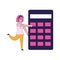 Cartoon woman and calculator, colorful design