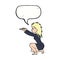 cartoon woman casting spel with speech bubble