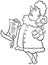 Cartoon woman with dog and dog show diploma coloring page