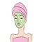 Cartoon Woman Getting Facial Treatment