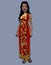 Cartoon woman in national vietnamese long dress