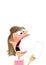 Cartoon of a woman screaming at a bill