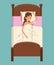 Cartoon woman shirtless smile sleeping in bed