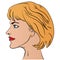 Cartoon woman side view head pattern