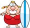 Cartoon Woman Surfboard