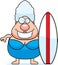 Cartoon Woman Surfboard