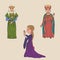 Cartoon women in early middle ages clothing