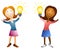 Cartoon Women Holding Lightbulbs