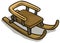 Cartoon wooden brown sledge vector icon