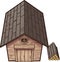 Cartoon wooden cabin aerial view clip art