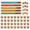 Cartoon wooden game assets, simple kit for game ui development, vector gui elements.