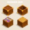 Cartoon wooden isometric boxes for game