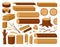 Cartoon wooden logs, tree trunks, planks, wood industry materials. Wood lumber branch, stacked woodwork planks and firewood vector