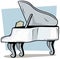 Cartoon wooden white grand piano vector icon