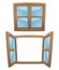 Cartoon wooden windows