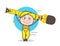 Cartoon Worker with Measuring Tape Vector