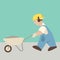 Cartoon worker wheelbarrow vector illustration flat style profile