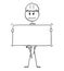 Cartoon of Workman or Technician Holding Empty Sign